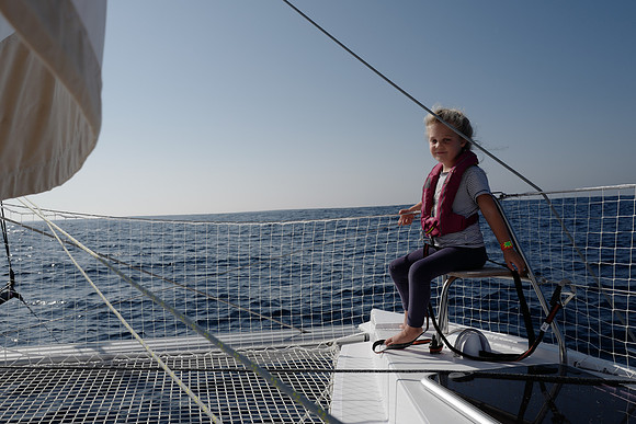 At sea