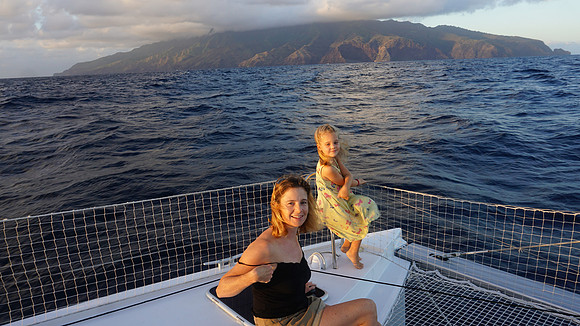 Early morning rise, Fatu Hiva in the background